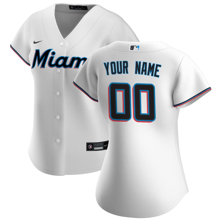 Women's Miami Marlins Nike White Home Replica Custom Jersey - Jersey