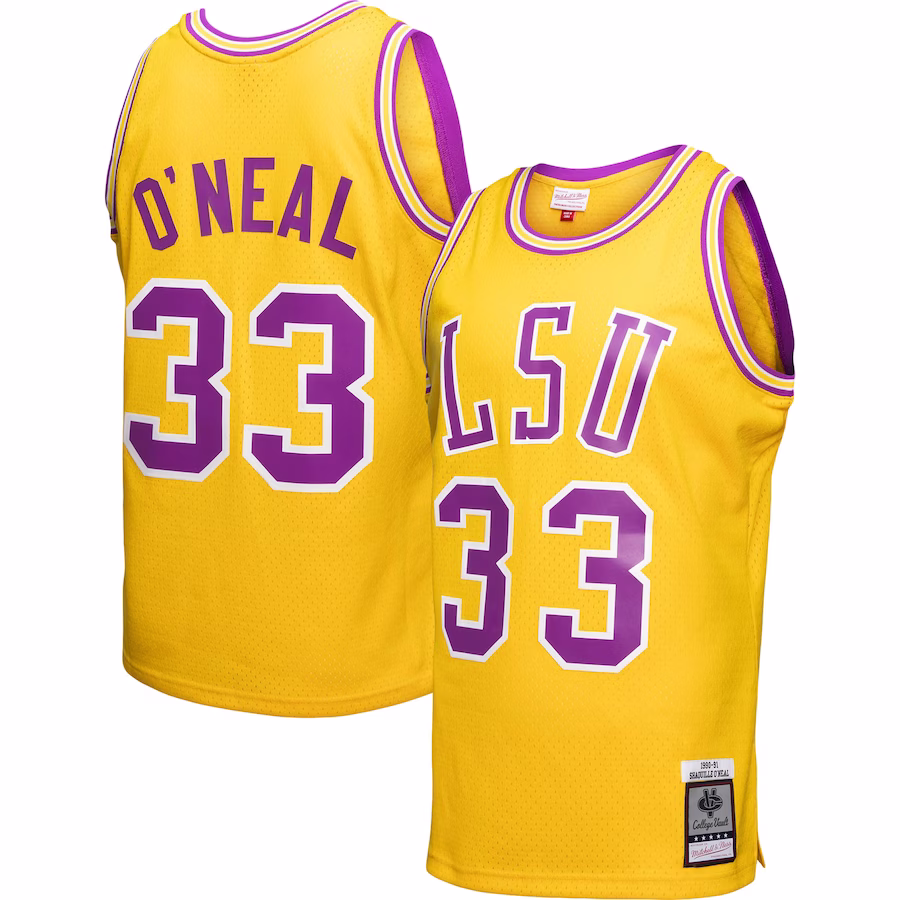 Shaquille O'Neal LSU Tigers Mitchell & Ness 1990/91 College Vault Player Swingman Jersey - Gold - Jersey