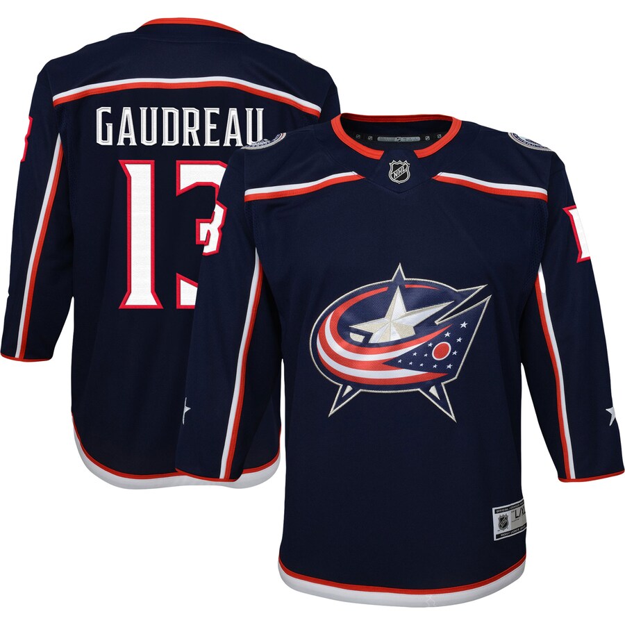 Youth Columbus Blue Jackets Johnny Gaudreau Navy 2022/23 Premier Player Jersey - Jersey