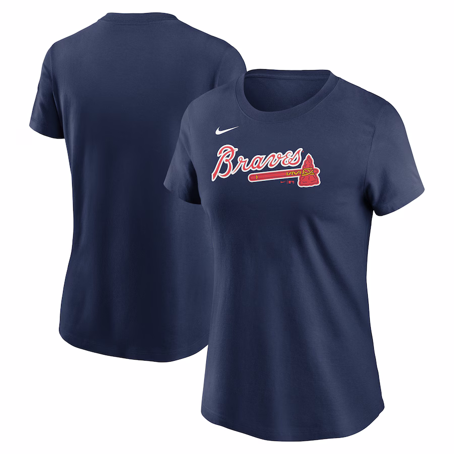 Women's Atlanta Braves Nike Navy Fuse Wordmark T-Shirt - Jersey