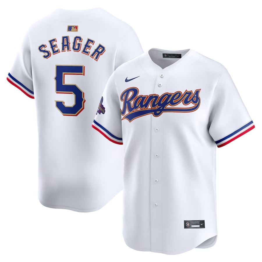 Men's Texas Rangers Corey Seager Nike White 2024 Gold Collection Limited Player Jersey - Jersey
