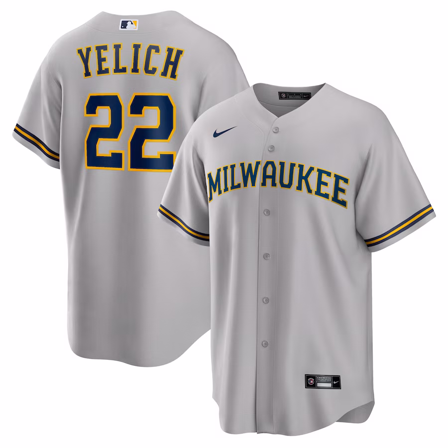Men's Milwaukee Brewers Christian Yelich Nike Gray Alternate Replica Player Jersey - Jersey