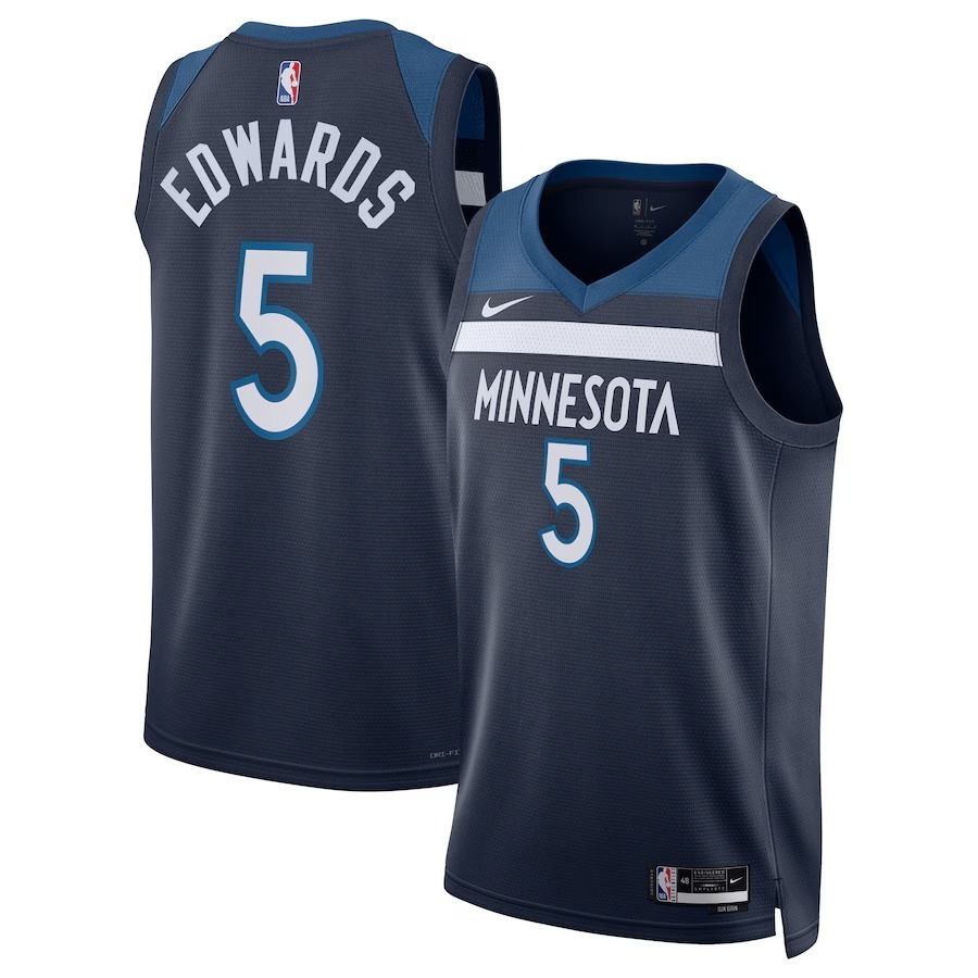 Unisex Minnesota Timberwolves Anthony Edwards Nike Navy Badge Swingman Replica Jersey - Icon Edition - Jersey