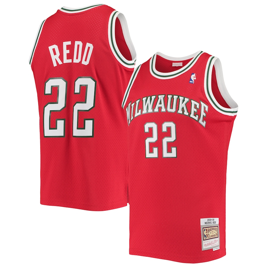 Men's Milwaukee Bucks Michael Redd Mitchell & Ness Red 2001/02 Hardwood Classics Swingman Jersey - Jersey