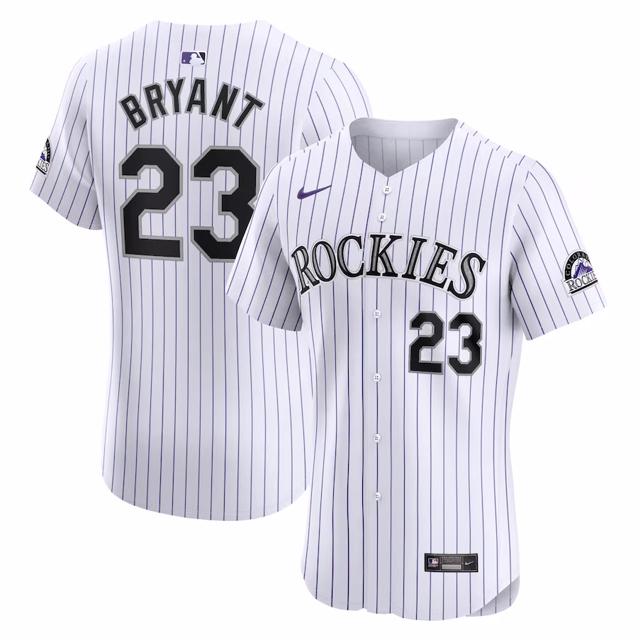 Men's Colorado Rockies Kris Bryant Nike White Home Elite Jersey - Jersey