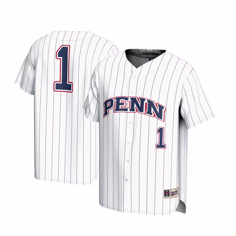 #1 Pennsylvania Quakers GameDay Greats Lightweight Baseball Jersey - White - Jersey