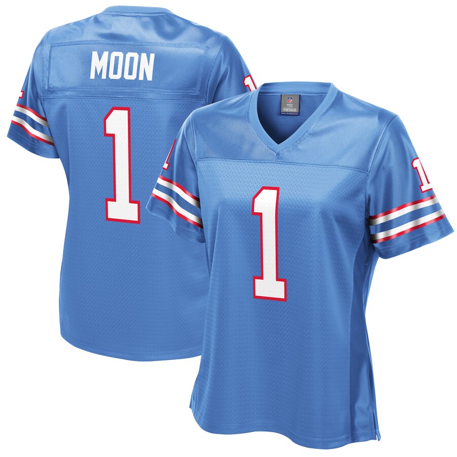 Women's Houston Oilers Warren Moon NFL Pro Line Light Blue Gridiron Classics Retired Player Replica Jersey - Jersey