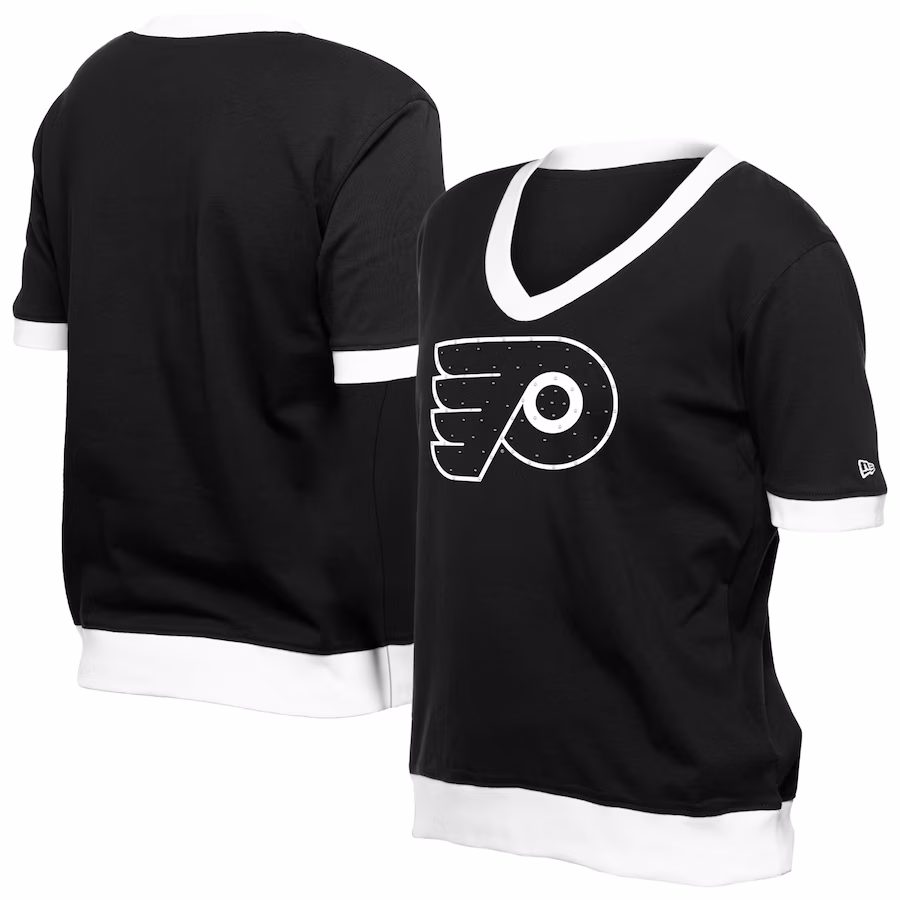 Women's Philadelphia Flyers New Era Black Game Day Rhinestuds T-Shirt - Jersey