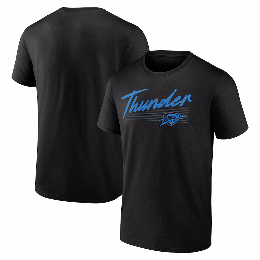 Men's Oklahoma City Thunder Black Color Block Slant T-Shirt - Jersey