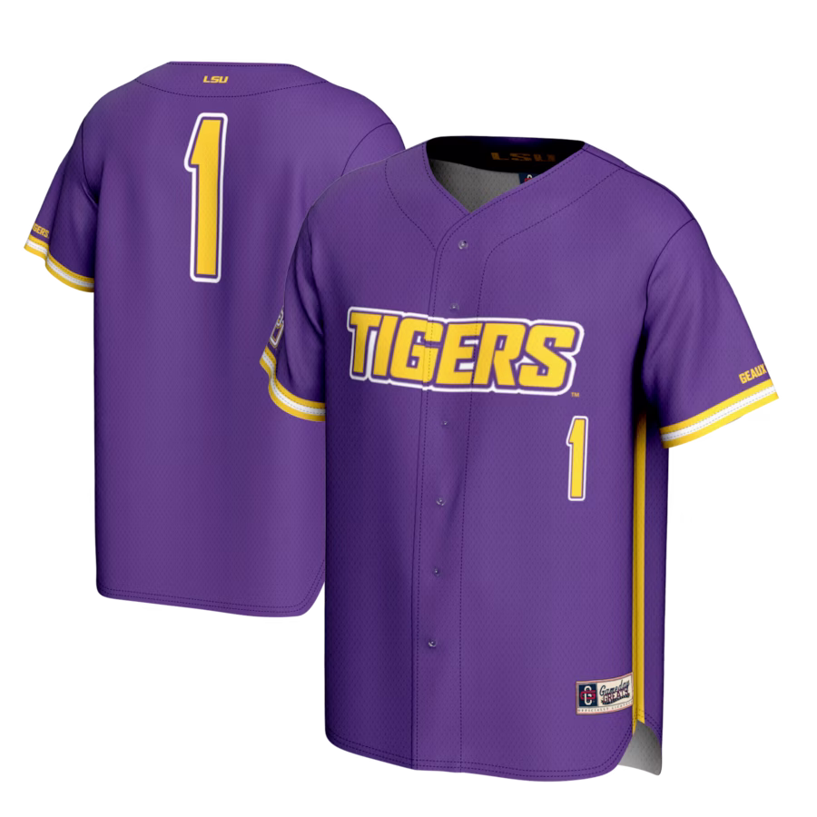 #1 LSU Tigers GameDay Greats Youth Lightweight Baseball Fashion Jersey - Purple - Jersey