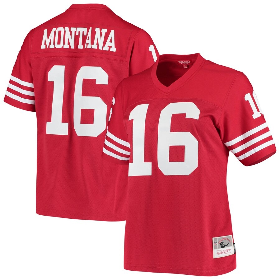 Women's San Francisco 49ers Joe Montana Mitchell & Ness Scarlet 1990 Legacy Replica Jersey - Jersey