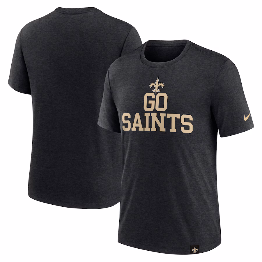 Men's New Orleans Saints Nike Heather Black Blitz Tri-Blend T-Shirt - Jersey