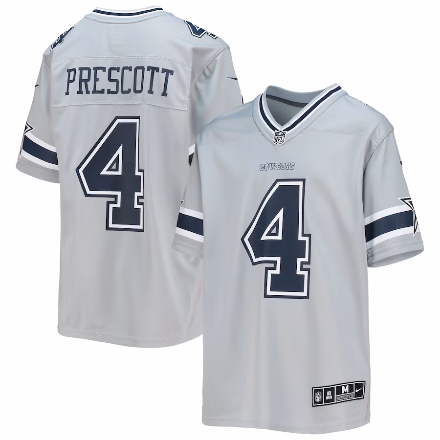 Youth Dallas Cowboys Dak Prescott Nike Silver Inverted Team Game Jersey - Jersey