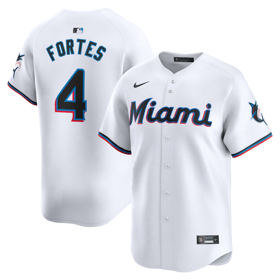 Men's Miami Marlins Nick Fortes Nike White Home Limited Player Jersey - Jersey