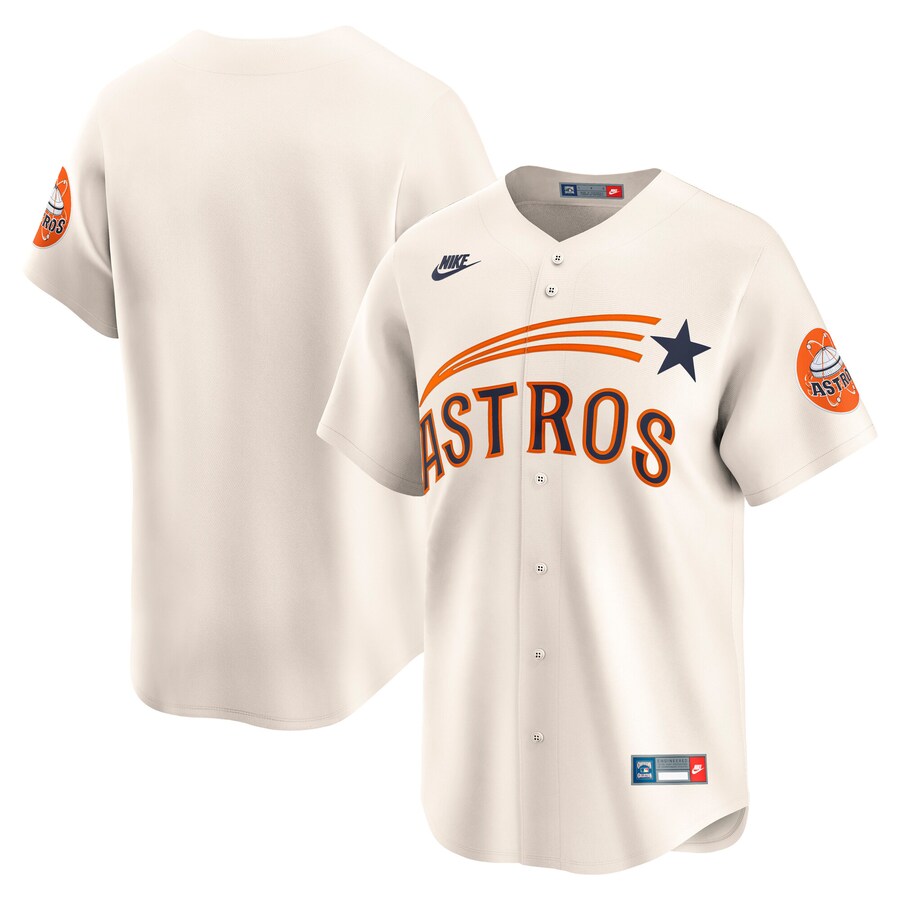 Men's Houston Astros Nike Cream Throwback Cooperstown Collection Limited Jersey - Jersey