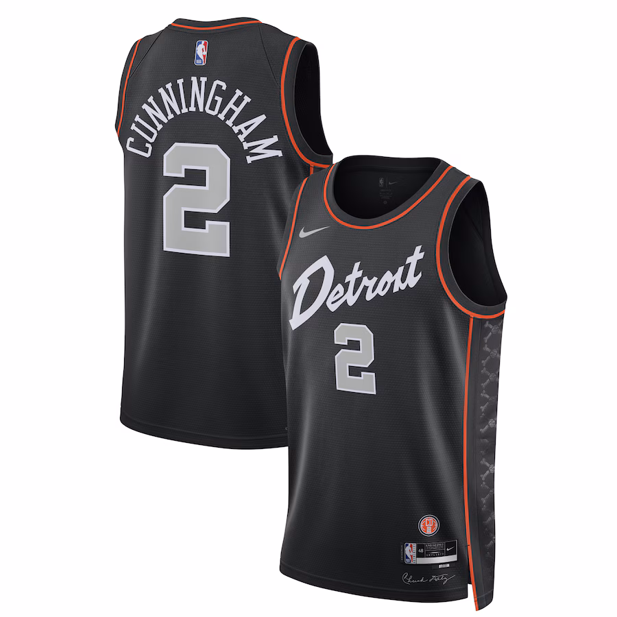 Unisex Detroit Pistons Cade Cunningham Nike Black 2023/24 Swingman Jersey - City Edition - Jersey