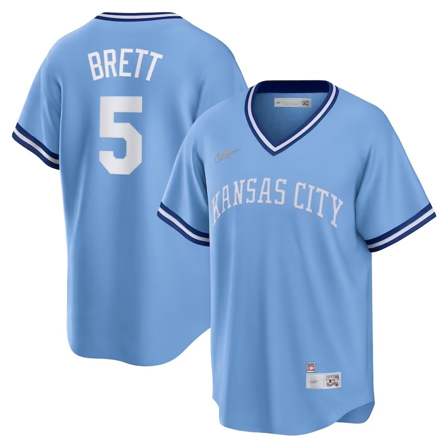 Men's Kansas City Royals George Brett Nike Light Blue Road Cooperstown Collection Player Jersey - Jersey