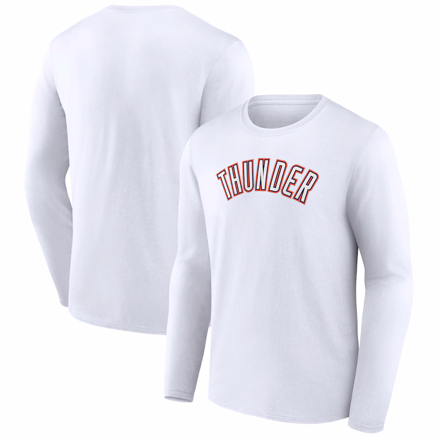 Men's Oklahoma City Thunder White Alternate Logo Long Sleeve T-Shirt - Jersey