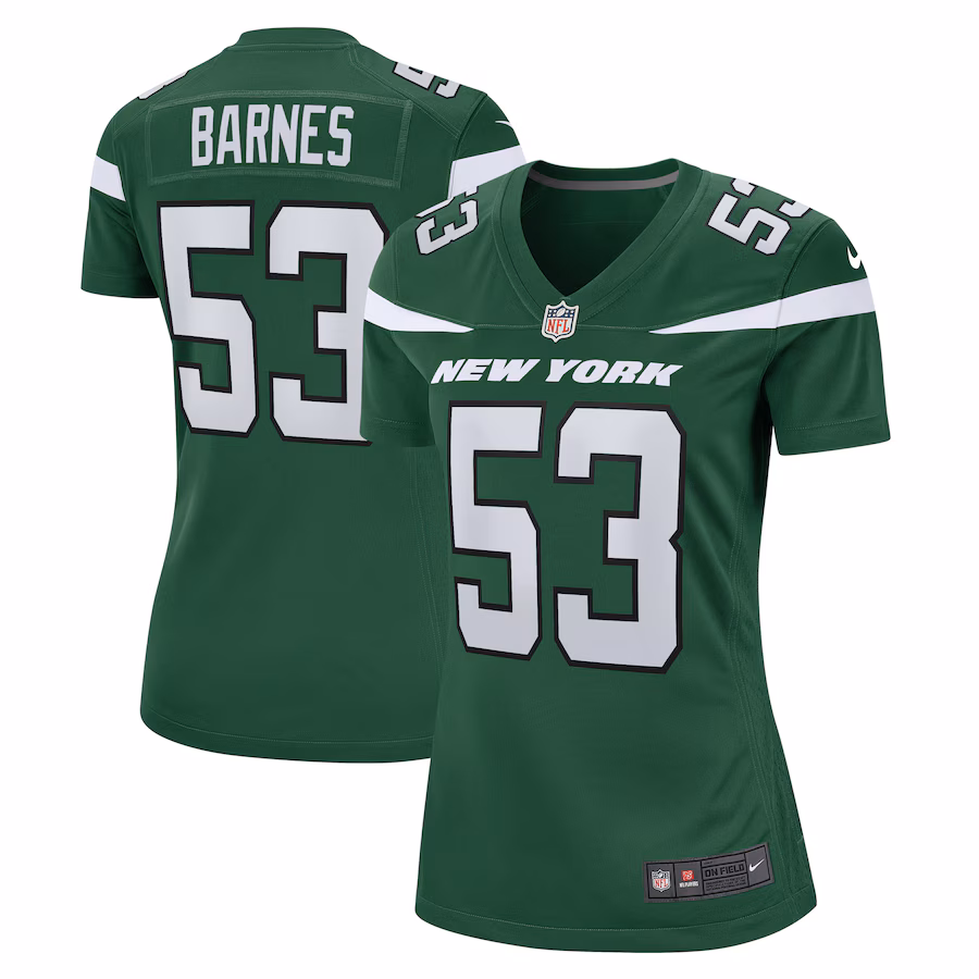 Women's New York Jets Zaire Barnes Nike Gotham Green  Game Jersey - Jersey