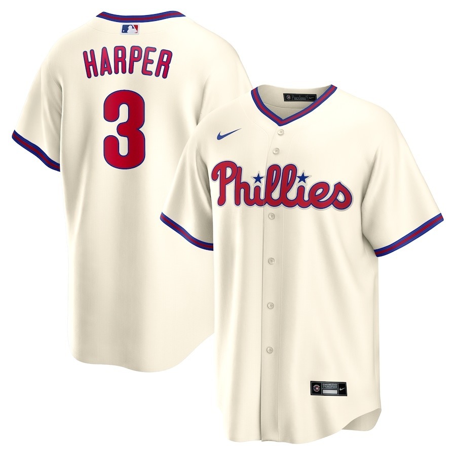 Men's Philadelphia Phillies Bryce Harper Nike Cream Alternate Replica Player Name Jersey - Jersey