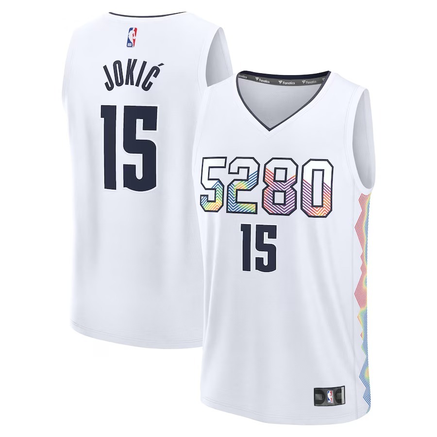 Men's Denver Nuggets Nikola Jokic Fanatics White 2024/25 Fast Break Player Jersey - City Edition - Jersey