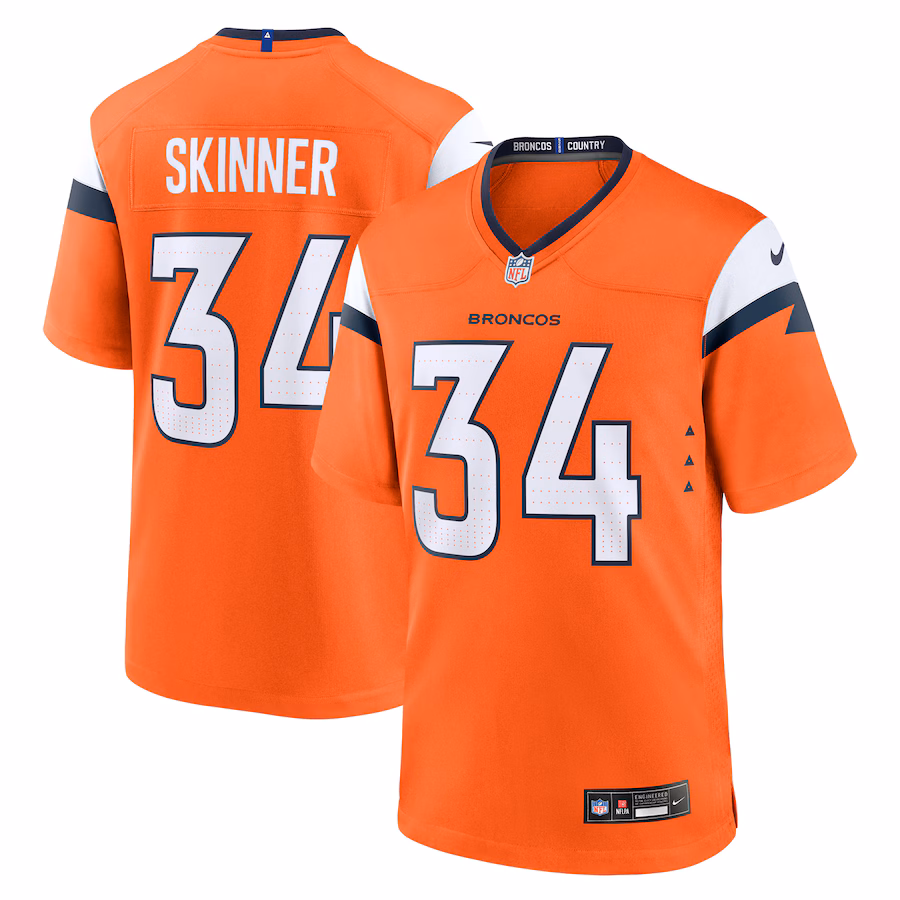 Men's Denver Broncos JL Skinner Nike Orange Team Game Jersey - Jersey