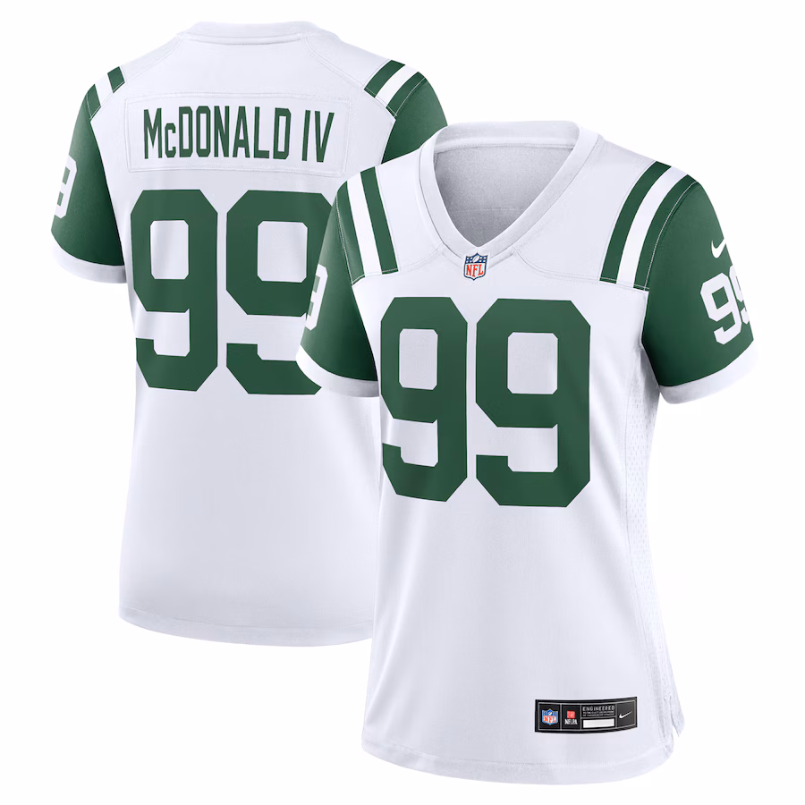 Women's New York Jets Will McDonald IV Nike White Classic Alternate Player Game Jersey - Jersey