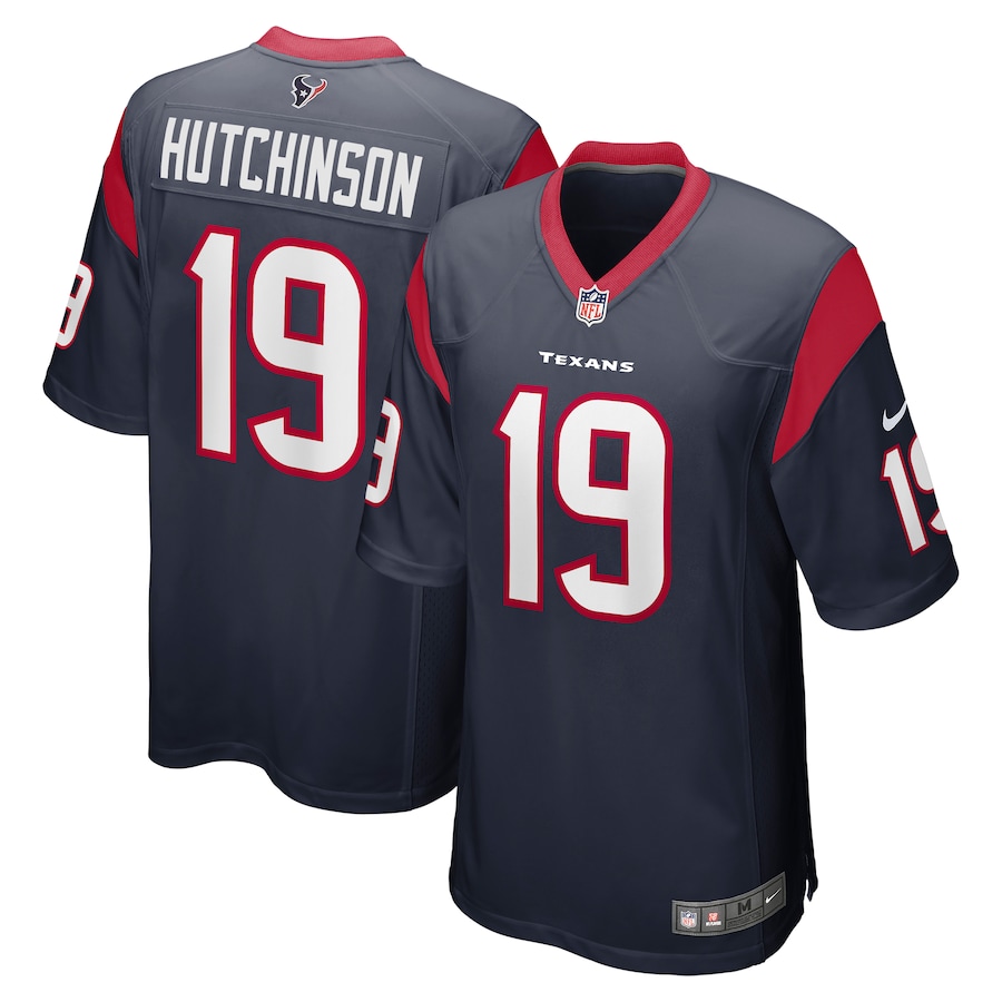 Men's Houston Texans Xavier Hutchinson Nike Navy Team Game Jersey - Jersey
