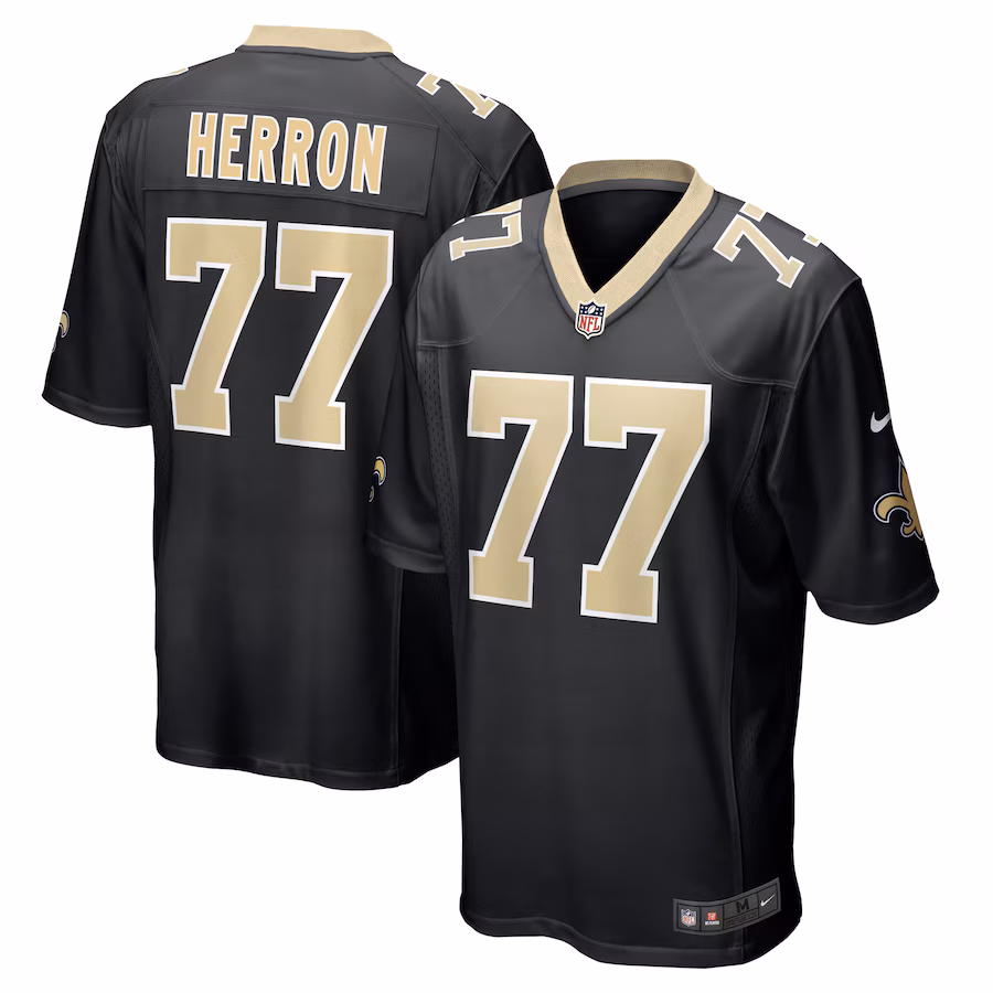 Men's New Orleans Saints Justin Herron Nike Black Game Jersey - Jersey