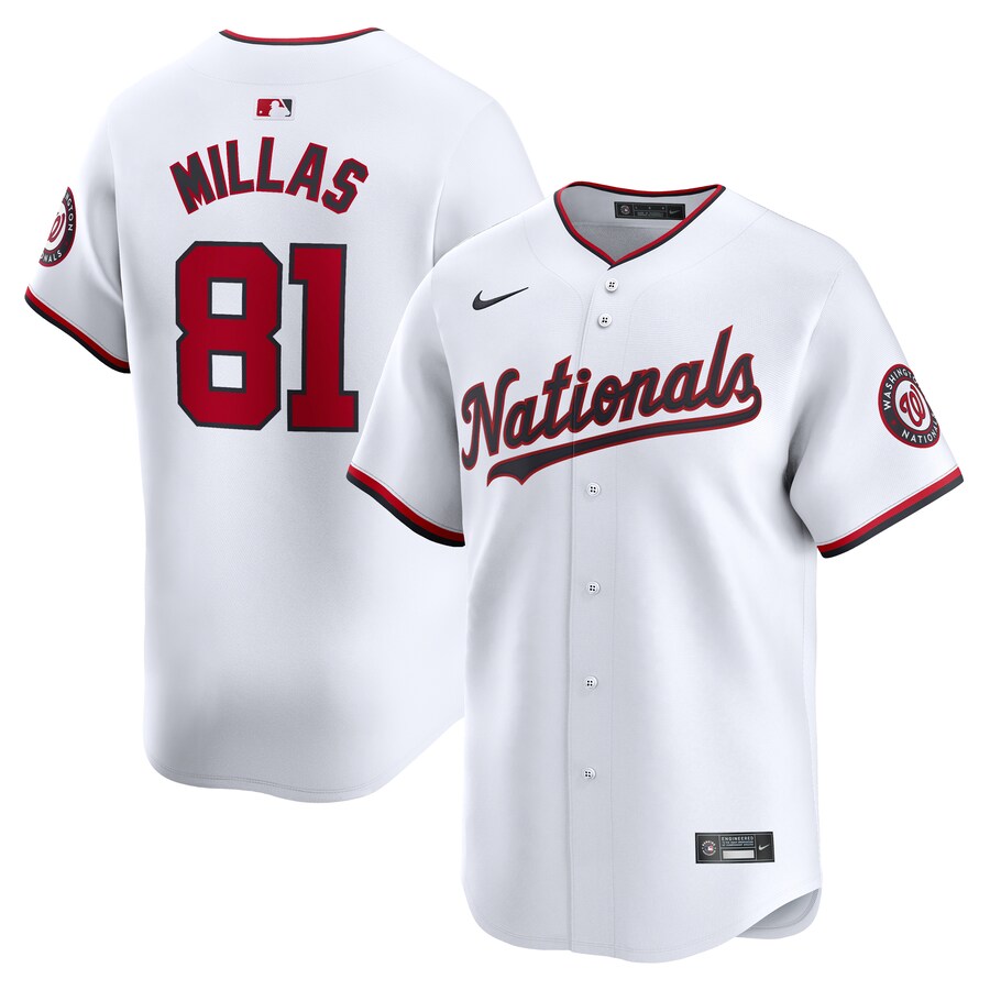 Men's Washington Nationals Drew Millas Nike White Home Limited Player Jersey - Jersey