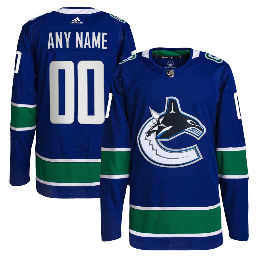Men's Vancouver Canucks adidas Royal Home Primegreen Authentic Pro Custom Jersey - Jersey