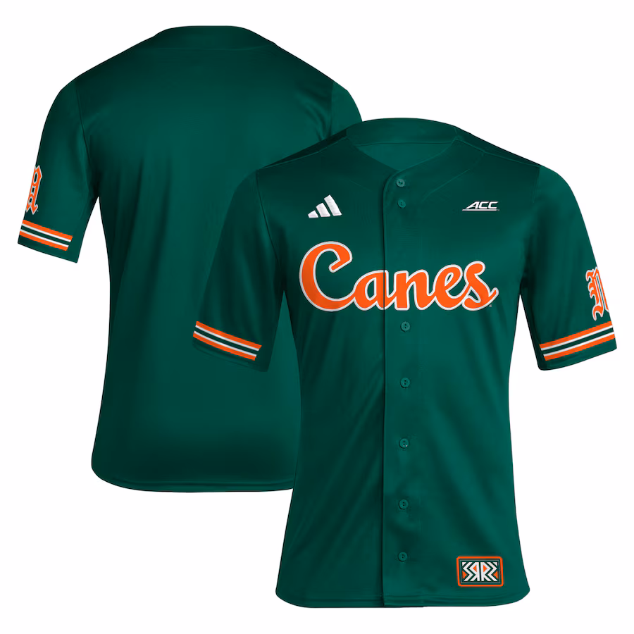 Men's adidas Green Miami Hurricanes Reverse Retro Replica Baseball Jersey - Jersey