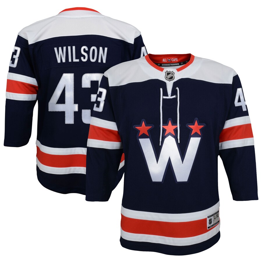 Youth Washington Capitals Tom Wilson Navy 2020/21 Alternate Premier Player Jersey - Jersey