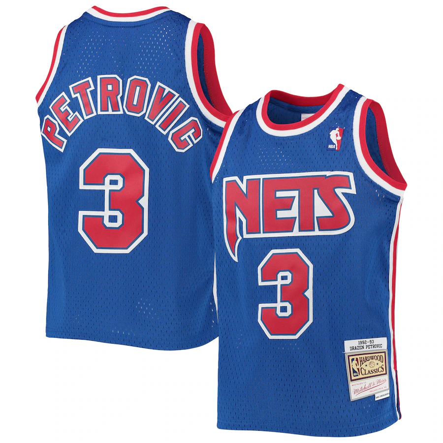 Youth New Jersey Nets Drazen Petrovic Mitchell & Ness Blue 1992/93 Hardwood Classics Swingman Jersey - Jersey