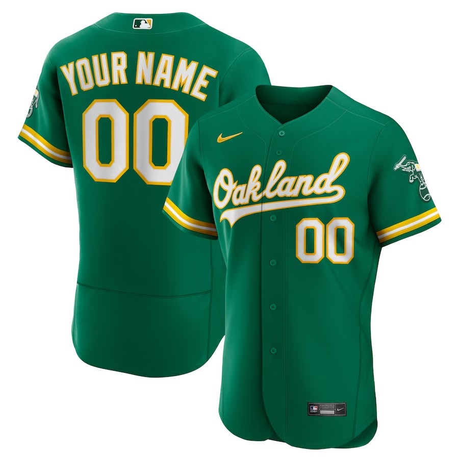 Men's Oakland Athletics Nike Kelly Green Alternate Authentic Custom Jersey - Jersey