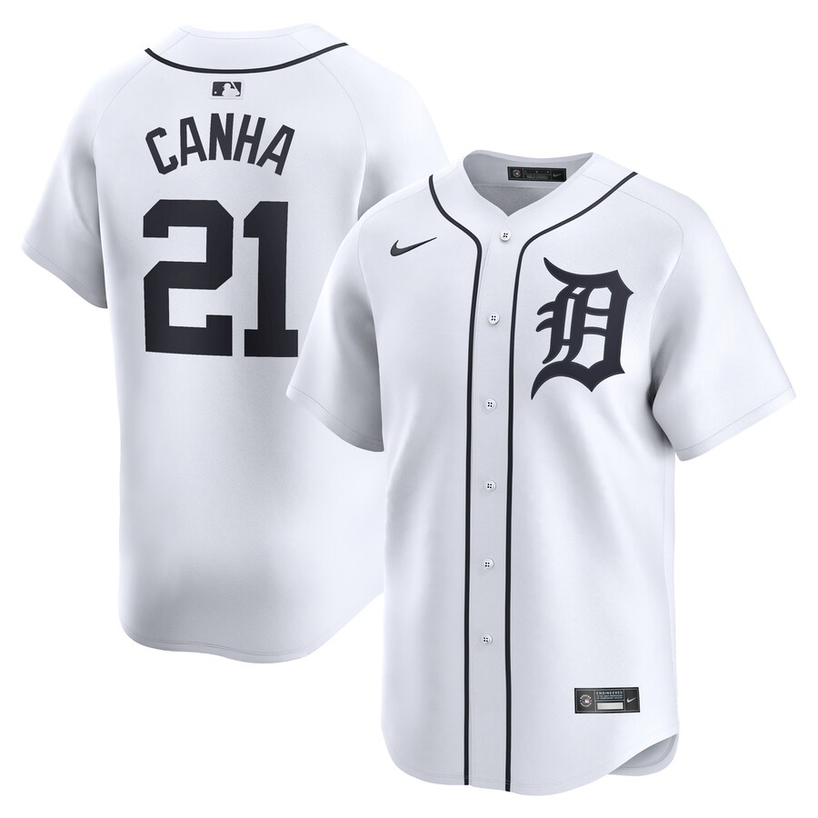 Men's Detroit Tigers Mark Canha Nike White Home Limited Player Jersey - Jersey