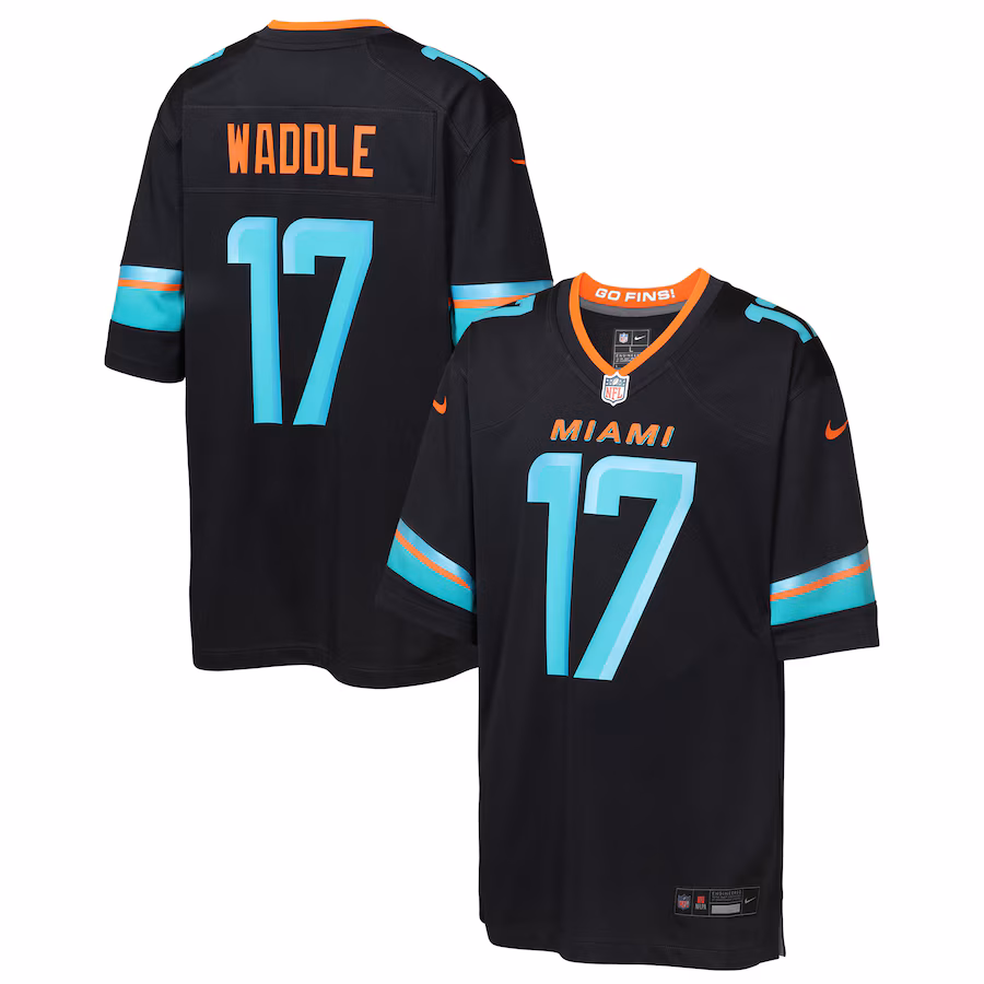 Youth Miami Dolphins Jaylen Waddle Nike Pitch Blue 2025 Rivalries Collection Game Jersey - Jersey