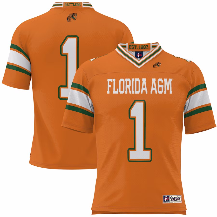#1 Florida A&M Rattlers GameDay Greats Football Jersey - Orange - Jersey