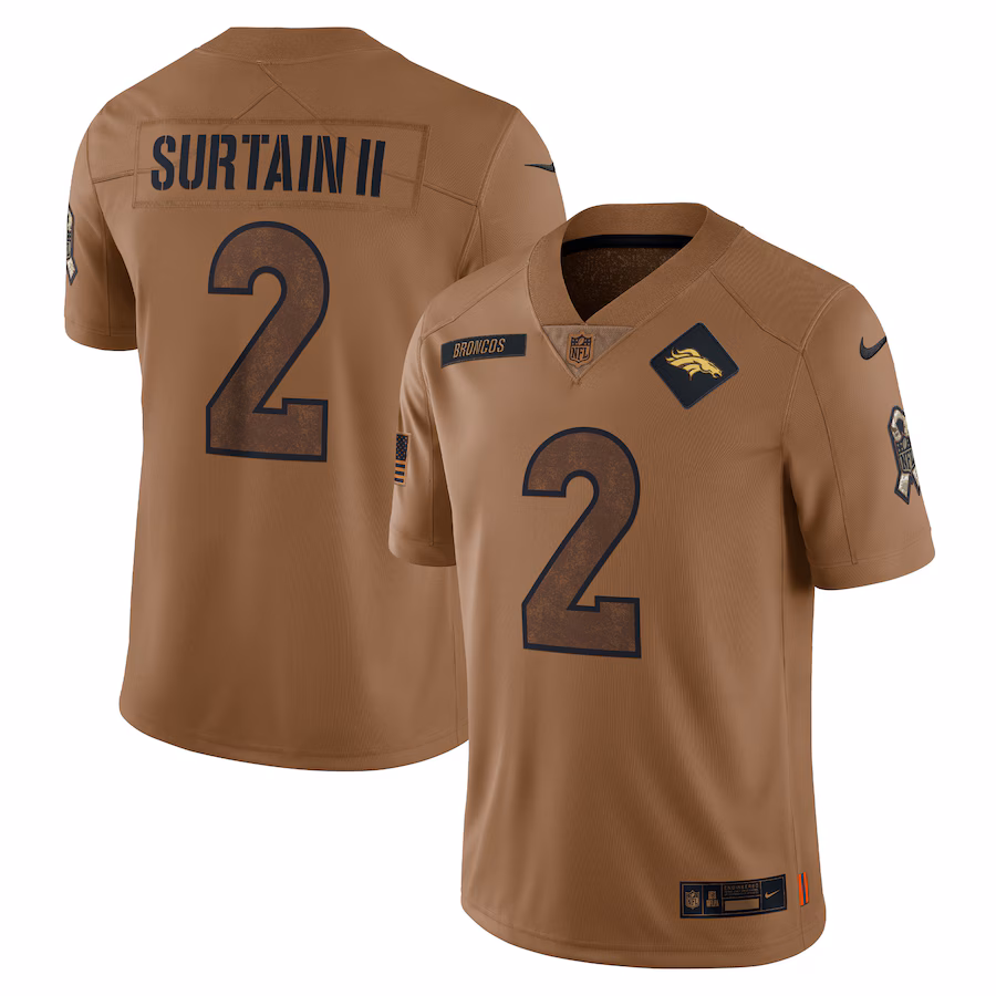 Men's Denver Broncos Patrick Surtain II Nike Brown 2023 Salute To Service Limited Jersey - Jersey