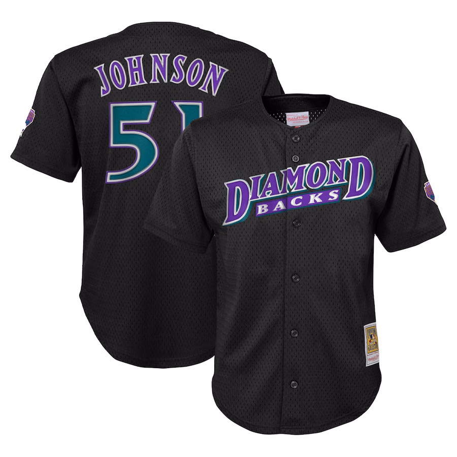Youth Arizona Diamondbacks Randy Johnson Mitchell & Ness Black Cooperstown Collection Mesh Batting Practice Jersey - Jersey
