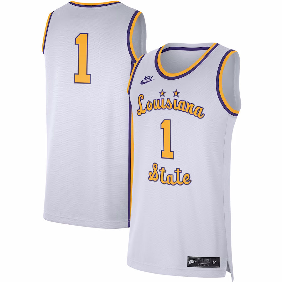 #1 LSU Tigers Nike Replica Basketball Jersey - White - Jersey