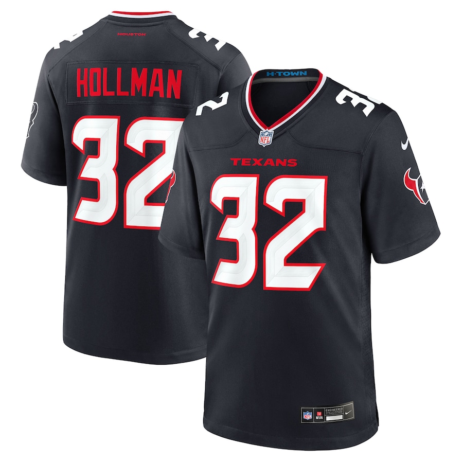 Men's Houston Texans Ka'Dar Hollman Nike Navy Team Game Jersey - Jersey