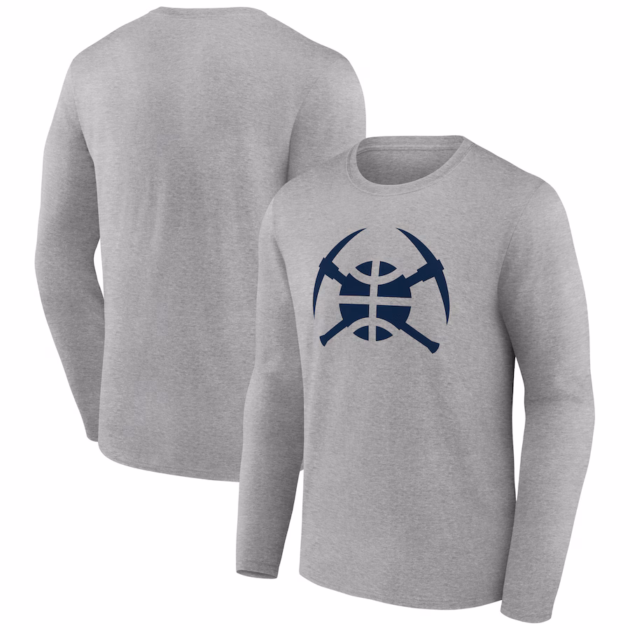 Men's Denver Nuggets Gray Alternate Logo Long Sleeve T-Shirt - Jersey