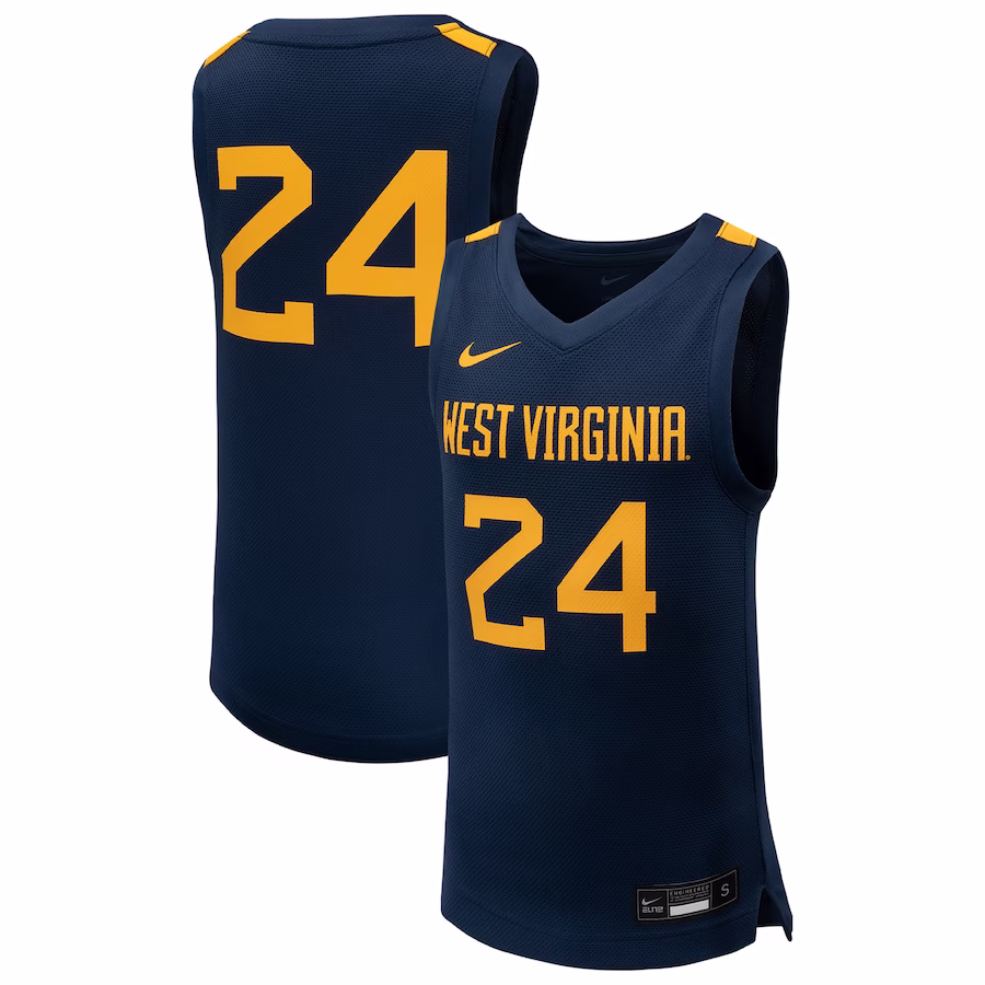 #24 West Virginia Mountaineers Nike Youth Team Replica Basketball Jersey - Navy - Jersey