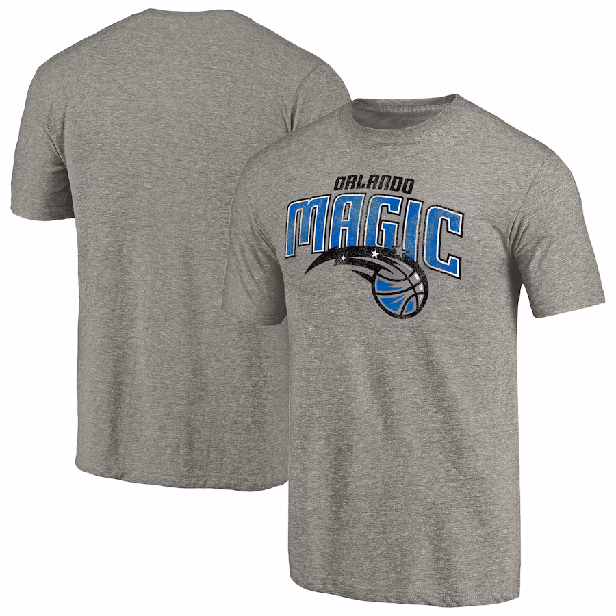 Men's Orlando Magic Heather Gray Distressed Team Logo Tri-Blend T-Shirt - Jersey