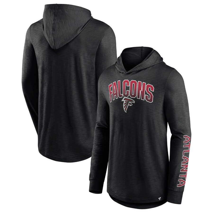 Men's Atlanta Falcons Fanatics Black Front Runner Long Sleeve Hooded T-Shirt - Jersey