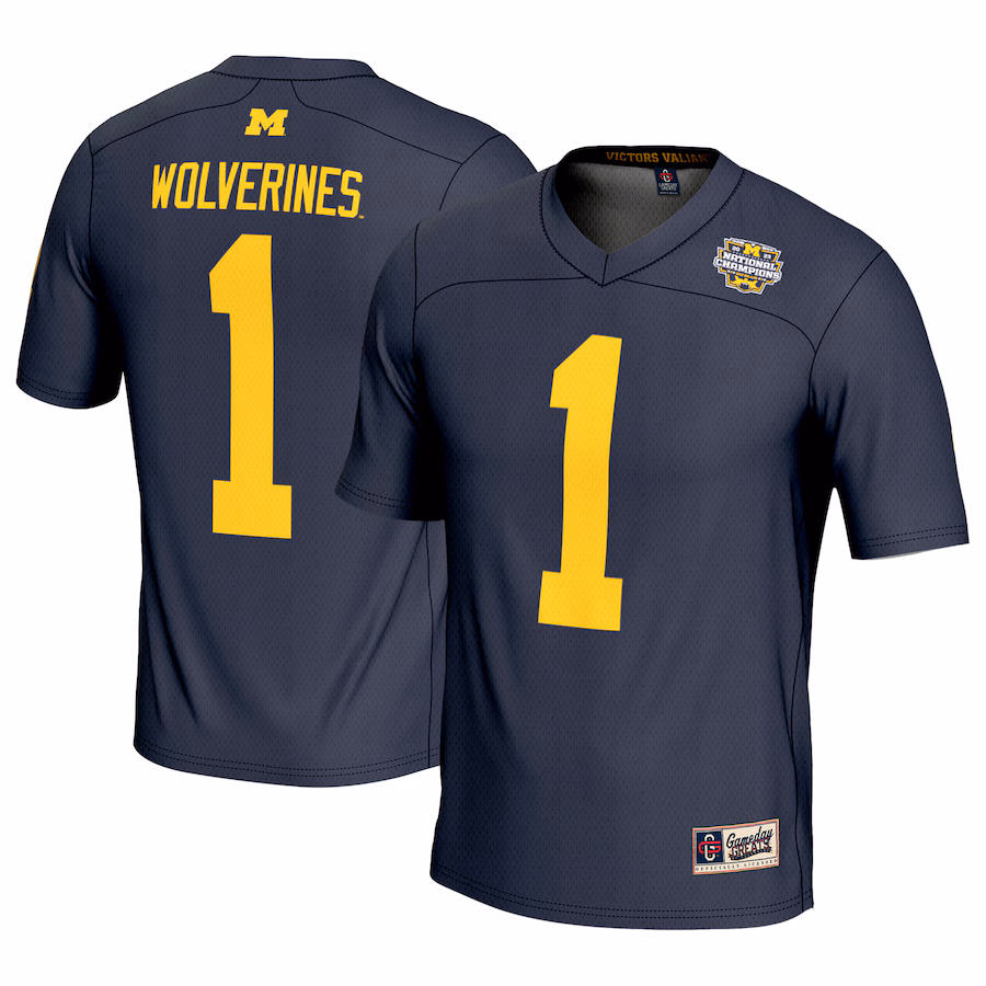 Men's GameDay Greats #1 Navy Michigan Wolverines College Football Playoff 2023 National Champions Lightweight Fashion Jersey - Jersey