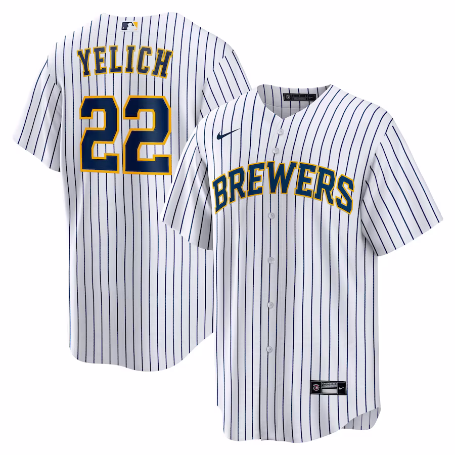 Men's Milwaukee Brewers Christian Yelich Nike White Alternate Replica Player Jersey - Jersey