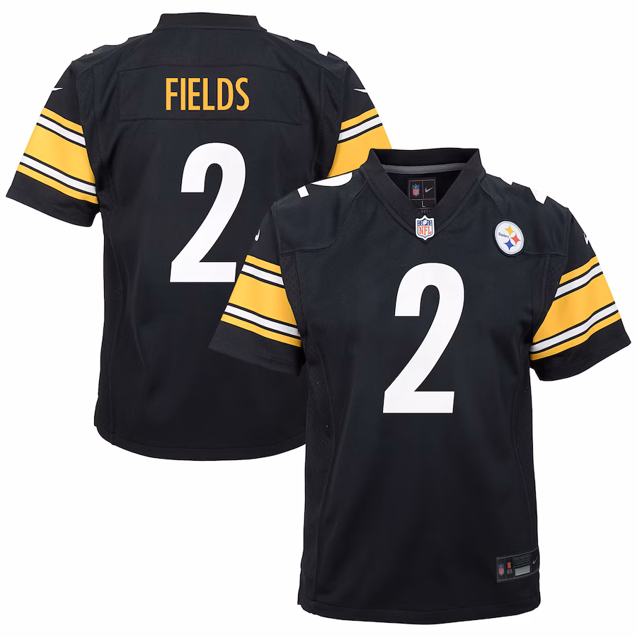 Youth Pittsburgh Steelers Justin Fields Nike Black Team Game Jersey - Jersey