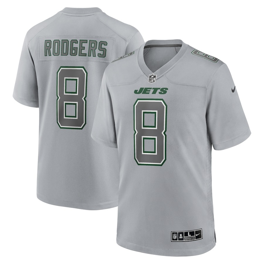 Men's New York Jets Aaron Rodgers Nike Heather Gray Atmosphere Fashion Game Jersey - Jersey